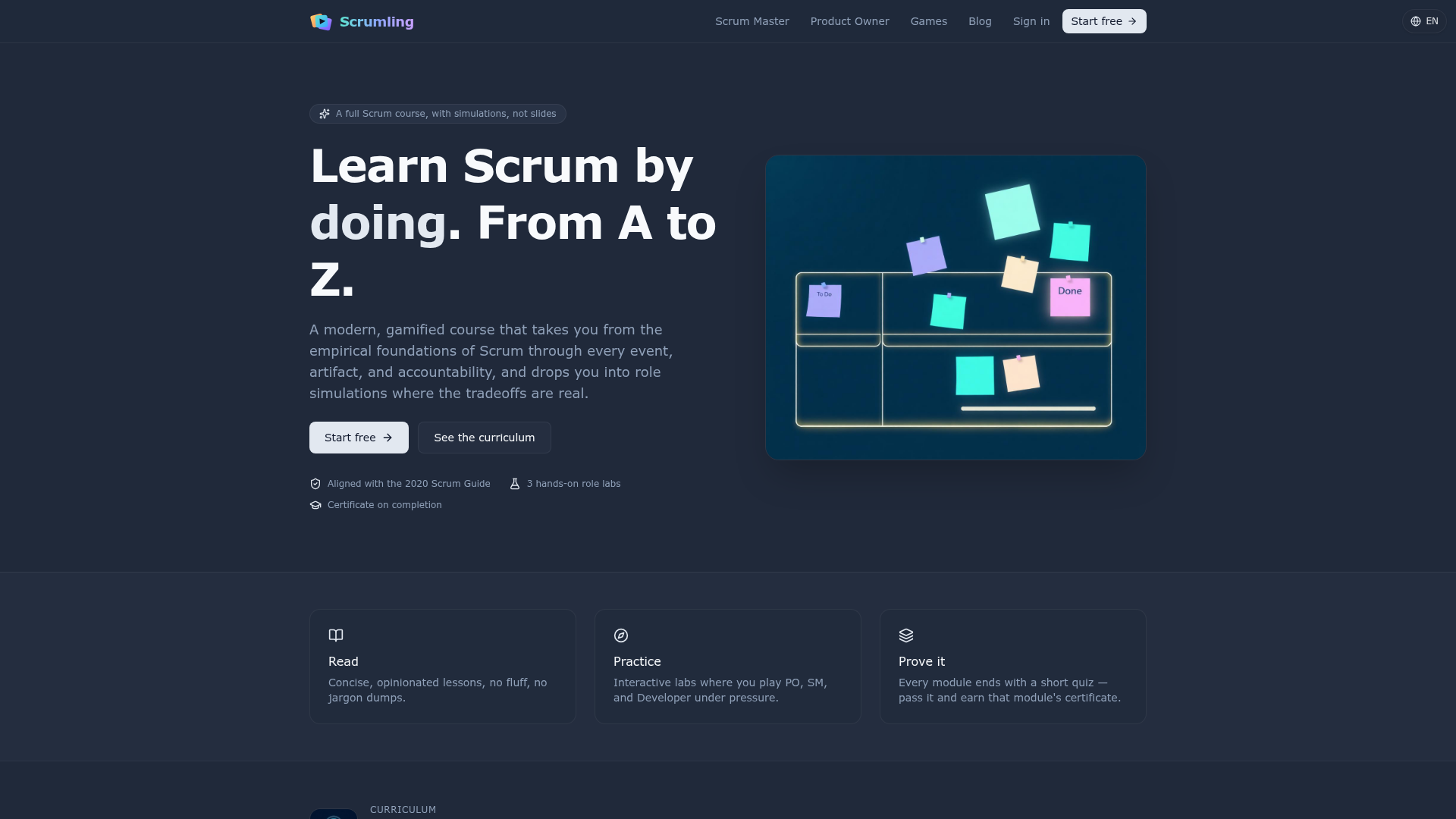 Scrumling — website screenshot